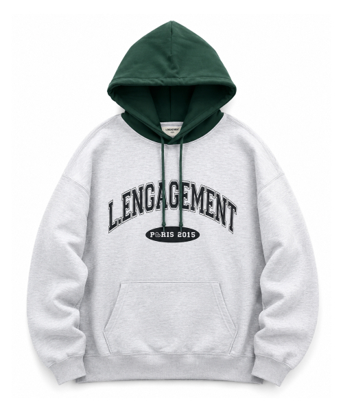 LENGAGEMENT（ランガージュマン）の「アーチロゴミックスフードパーカー[メランジ-グリーン]（パーカー・レディース・その他・100/105/95）」の3枚目の写真