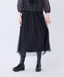 【セットアップ対応】チュールドットプリーツスカート