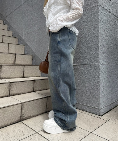 Another Branch olive des olive（アナザーブランチオリーブデオリーブ）の「キラキラワイドデニム（デニムパンツ・レディース・ブラック/ブルー/ネイビー・SMALL/MEDIUM）」の10枚目の写真