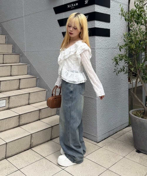 Another Branch olive des olive（アナザーブランチオリーブデオリーブ）の「キラキラワイドデニム（デニムパンツ・レディース・ブラック/ブルー/ネイビー・SMALL/MEDIUM）」の14枚目の写真