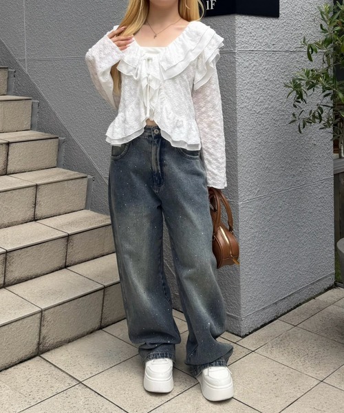 Another Branch olive des olive（アナザーブランチオリーブデオリーブ）の「キラキラワイドデニム（デニムパンツ・レディース・ブラック/ブルー/ネイビー・SMALL/MEDIUM）」の12枚目の写真