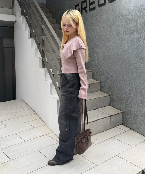 Another Branch olive des olive（アナザーブランチオリーブデオリーブ）の「キラキラワイドデニム（デニムパンツ・レディース・ブラック/ブルー/ネイビー・SMALL/MEDIUM）」の8枚目の写真