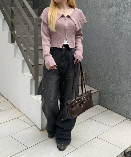 Another Branch olive des olive（アナザーブランチオリーブデオリーブ）の「キラキラワイドデニム（デニムパンツ・レディース・ブラック/ブルー/ネイビー・SMALL/MEDIUM）」の7枚目の写真