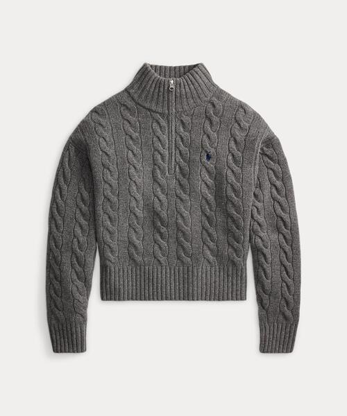 POLO RALPH LAUREN(ポロ ラルフ ローレン)の「ケーブル ウールカシミヤ ハーフジップ セーター(ニット/セーター・レディース・グレー系・L/XL/M/S/XS)」の2枚目の写真