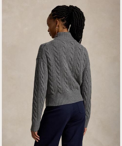 POLO RALPH LAUREN(ポロ ラルフ ローレン)の「ケーブル ウールカシミヤ ハーフジップ セーター(ニット/セーター・レディース・グレー系・L/XL/M/S/XS)」の4枚目の写真