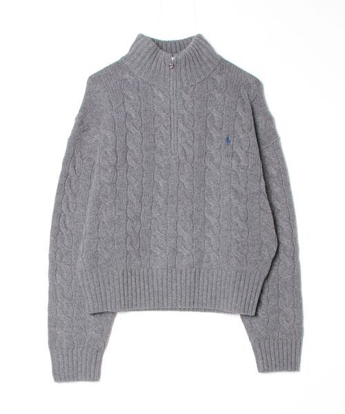POLO RALPH LAUREN(ポロ ラルフ ローレン)の「ケーブル ウールカシミヤ ハーフジップ セーター(ニット/セーター・レディース・グレー系・L/XL/M/S/XS)」の6枚目の写真