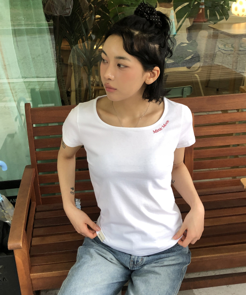 MISTIC MOON（ミスティック・ムーン）の「ミスティック ショートスリーブ 半袖Tシャツ (4色)（Tシャツ/カットソー・レディース・ホワイト/ブルー/ブラック/ピンク・1/2）」の8枚目の写真