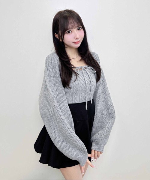 INGNI(イング)の「【WEB限定】ケーブルボレロニット+キャミアンサンブル(アンサンブル・レディース・ブラック/グレー/ピンク/アイボリー・M)」の21枚目の写真