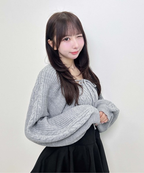 INGNI(イング)の「【WEB限定】ケーブルボレロニット+キャミアンサンブル(アンサンブル・レディース・ブラック/グレー/ピンク/アイボリー・M)」の22枚目の写真