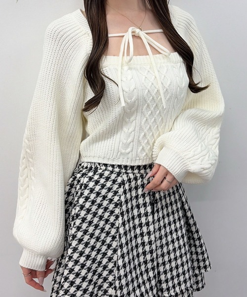INGNI(イング)の「【WEB限定】ケーブルボレロニット+キャミアンサンブル(アンサンブル・レディース・ブラック/グレー/ピンク/アイボリー・M)」の5枚目の写真