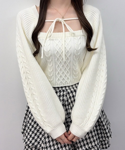 INGNI(イング)の「【WEB限定】ケーブルボレロニット+キャミアンサンブル(アンサンブル・レディース・ブラック/グレー/ピンク/アイボリー・M)」の6枚目の写真