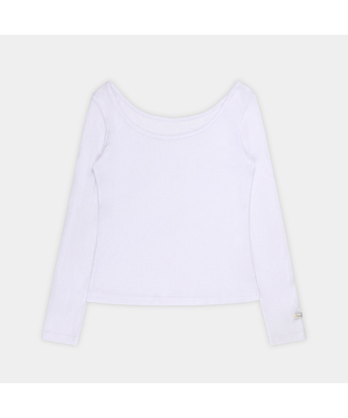 PIGMENT(ピグメント)の「パンチングリブオフショルダーTシャツ (YZTS2607003)(Tシャツ/カットソー・レディース・ブラック/ホワイト・FREE)」の1枚目の写真