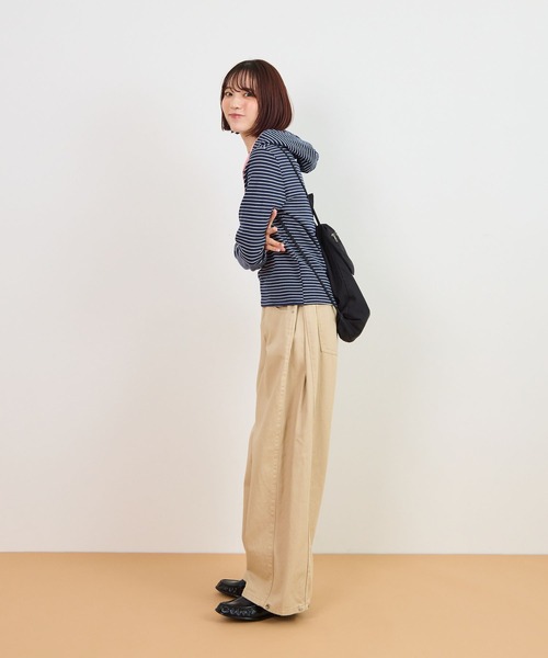 ABYS(アビス)の「ヘンリーネックフーディートップス/長袖(Tシャツ/カットソー・レディース・グレー/ネイビー・FREE)」の10枚目の写真