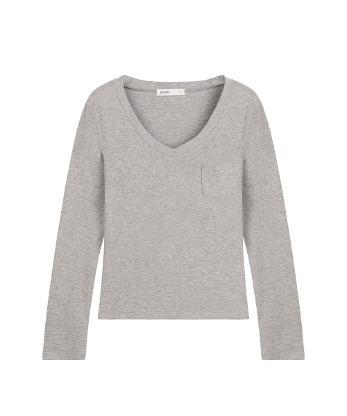 PEPLEE(ペプリー)の「Vネックポケット長袖(グレー)(Tシャツ/カットソー・レディース・その他・SMALL/MEDIUM)」の2枚目の写真