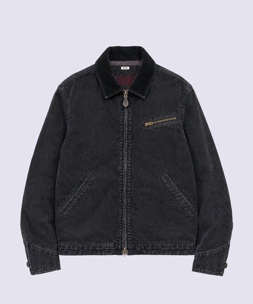 KHOKI(コッキ)の「【KHOKI】Faded denim zip jakcet(デニムジャケット・メンズ・ブラック/インディゴブルー・2/3)」の1枚目の写真