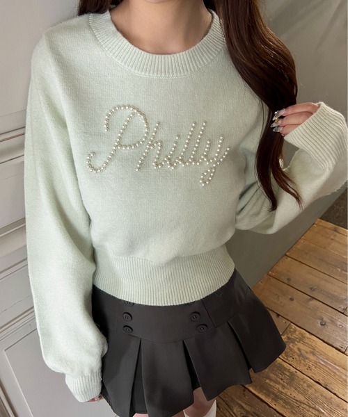 PHILLY(フィリー)の「パールロゴコンパクトニット(ニット/セーター・レディース・ピンク/グレー/ミント・FREE)」の12枚目の写真