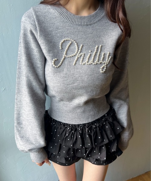 PHILLY(フィリー)の「パールロゴコンパクトニット(ニット/セーター・レディース・ピンク/グレー/ミント・FREE)」の5枚目の写真