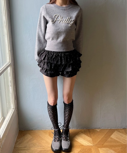 PHILLY(フィリー)の「パールロゴコンパクトニット(ニット/セーター・レディース・ピンク/グレー/ミント・FREE)」の8枚目の写真