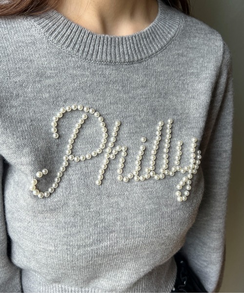 PHILLY(フィリー)の「パールロゴコンパクトニット(ニット/セーター・レディース・ピンク/グレー/ミント・FREE)」の6枚目の写真