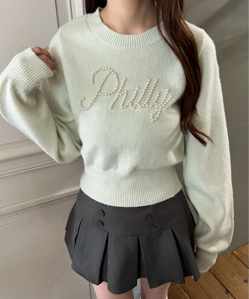 PHILLY(フィリー)の「パールロゴコンパクトニット(ニット/セーター・レディース・ピンク/グレー/ミント・FREE)」の15枚目の写真