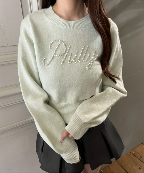 PHILLY(フィリー)の「パールロゴコンパクトニット(ニット/セーター・レディース・ピンク/グレー/ミント・FREE)」の14枚目の写真