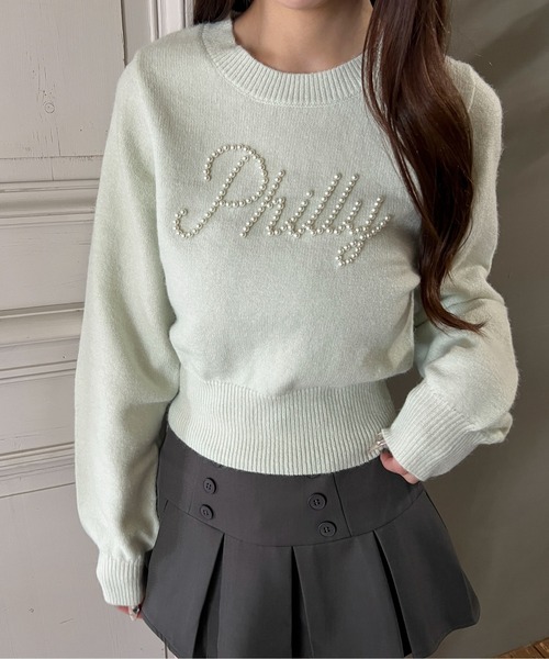 PHILLY(フィリー)の「パールロゴコンパクトニット(ニット/セーター・レディース・ピンク/グレー/ミント・FREE)」の13枚目の写真