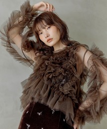 アシンメトリーボリュームチュールトップス パーティー 結婚式 お呼ばれ オケージョン デイリー