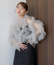 アシンメトリーボリュームチュールトップス パーティー 結婚式 お呼ばれ オケージョン デイリー