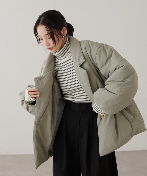 DISCOAT(ディスコート)の「パデットショートコート(ダウンジャケット/コート・レディース・ミント/イエロー/アイボリー/ブラウン・FREE)」の13枚目の写真