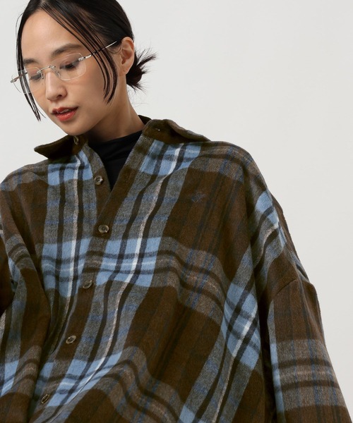 BEVERLY HILLS POLO CLUB(ビバリーヒルズポロクラブ)の「【BEVERLY HILLS POLO CLUB】オーバーチェックシャツ(シャツ/ブラウス・レディース・ピンク/ブラウン/ブルー・FREE)」の1枚目の写真