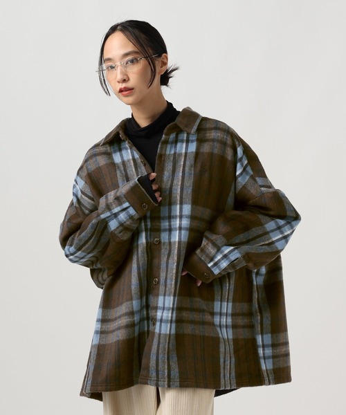 BEVERLY HILLS POLO CLUB(ビバリーヒルズポロクラブ)の「【BEVERLY HILLS POLO CLUB】オーバーチェックシャツ(シャツ/ブラウス・レディース・ピンク/ブラウン/ブルー・FREE)」の6枚目の写真