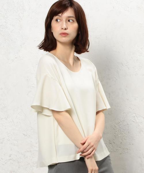 green label relaxing（グリーンレーベルリラクシング）の「KF PE ベルスリーブフレアPO ブラウス（シャツ/ブラウス・レディース・オフホワイト/ピンク/オリーブ・FREE）」の2枚目の写真