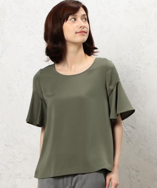 green label relaxing（グリーンレーベルリラクシング）の「KF PE ベルスリーブフレアPO ブラウス（シャツ/ブラウス・レディース・オフホワイト/ピンク/オリーブ・FREE）」の3枚目の写真