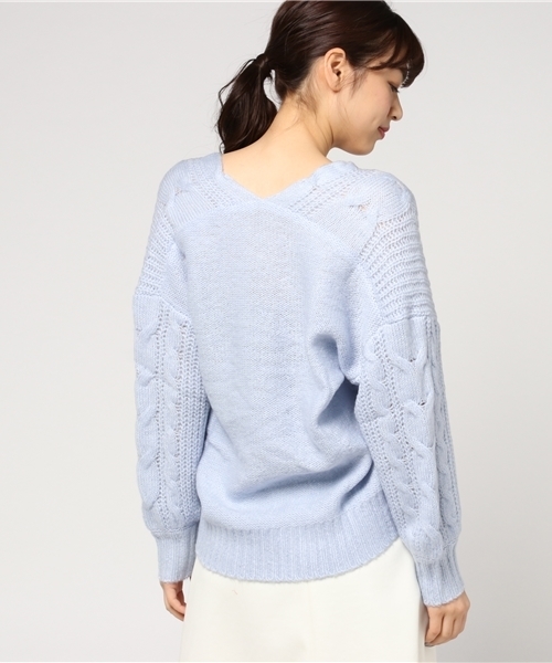 OLIVE des OLIVE（オリーブデオリーブ）の「★抜け衿ケーブルプルオーバー（ニット/セーター・レディース・ラベンダー/オフホワイト/ブラック/サックスブルー・FREE）」の15枚目の写真