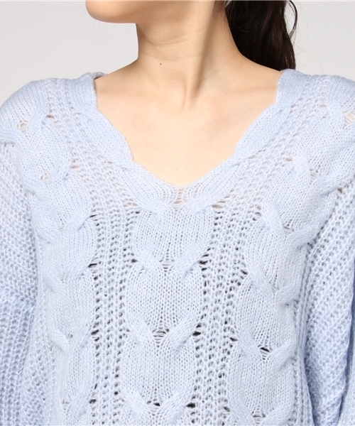 OLIVE des OLIVE（オリーブデオリーブ）の「★抜け衿ケーブルプルオーバー（ニット/セーター・レディース・ラベンダー/オフホワイト/ブラック/サックスブルー・FREE）」の16枚目の写真