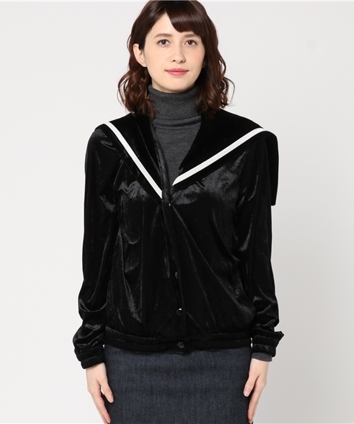 Candy Stripper（キャンディストリッパー）の「SAILOR VELOUR JACKET（ブルゾン・レディース・ブラック/ラベンダー/ライトピンク・2/1）」の4枚目の写真