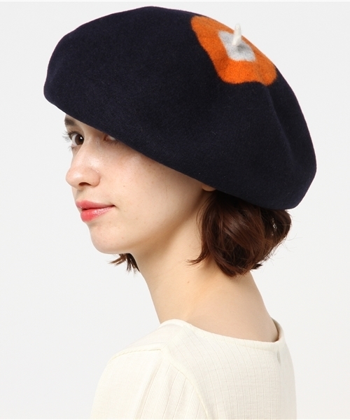 Ne-net（ネネット）の「S ツートーンバスク帽（ハット・レディース・ネイビー/オフホワイト/グレー・フリー）」の4枚目の写真