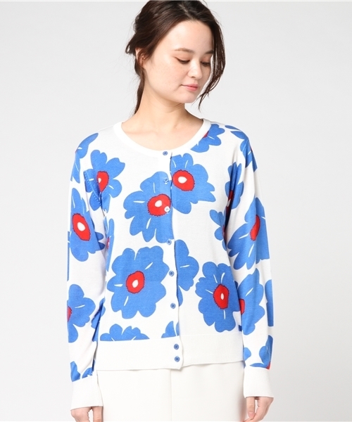 RODEO CROWNS WIDE BOWL（ロデオクラウンズワイドボウル）の「ビックフラワー ニット カーディガン（カーディガン/ボレロ・レディース・ブラック系その他/ホワイト系その他/ブルー系その他・SMALL/MEDIUM）」の4枚目の写真