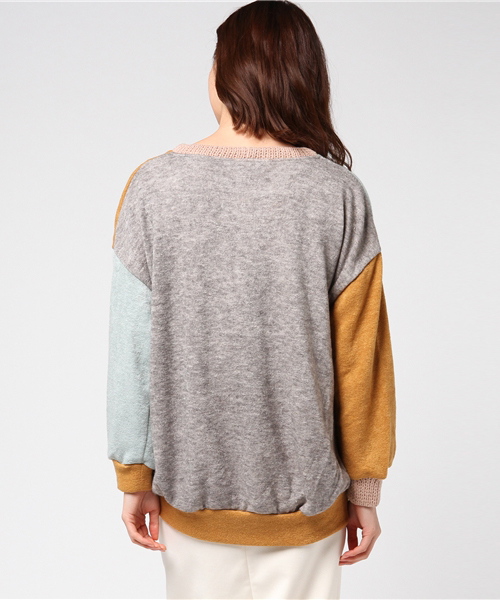 POU DOU DOU(プードゥドゥ)の「ニットソーカラーブロックゆるカーディガン(カーディガン/ボレロ・レディース・ピンク/ブルー/グレー・3)」の8枚目の写真