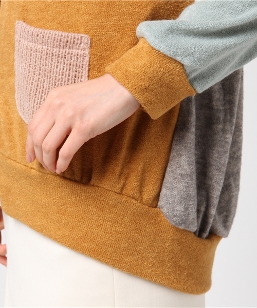 POU DOU DOU(プードゥドゥ)の「ニットソーカラーブロックゆるカーディガン(カーディガン/ボレロ・レディース・ピンク/ブルー/グレー・3)」の7枚目の写真