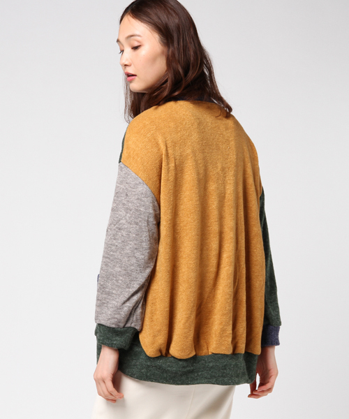 POU DOU DOU(プードゥドゥ)の「ニットソーカラーブロックゆるカーディガン(カーディガン/ボレロ・レディース・ピンク/ブルー/グレー・3)」の10枚目の写真