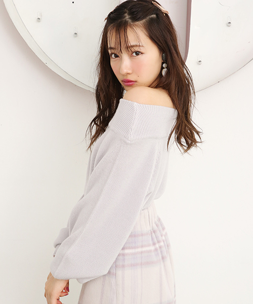 one after another NICE CLAUP（ワンアフターアナザーナイスクラップ）の「カシミアタッチボートニット（ニット/セーター・レディース・ライトグレー/ブラック/ベージュ/アイボリー/ピンク系その他・FREE）」の10枚目の写真