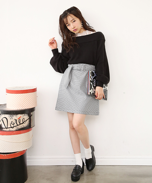 one after another NICE CLAUP（ワンアフターアナザーナイスクラップ）の「カシミアタッチボートニット（ニット/セーター・レディース・ライトグレー/ブラック/ベージュ/アイボリー/ピンク系その他・FREE）」の14枚目の写真