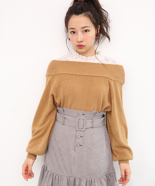 one after another NICE CLAUP（ワンアフターアナザーナイスクラップ）の「カシミアタッチボートニット（ニット/セーター・レディース・ライトグレー/ブラック/ベージュ/アイボリー/ピンク系その他・FREE）」の21枚目の写真