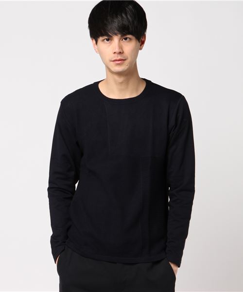 STYLEBLOCK（スタイルブロック）の「ミニ裏毛前身頃編み変えニット切り替えカットソー（Tシャツ/カットソー・メンズ・ブラック/ホワイト/グレー/ネイビー・L/LL/M）」の4枚目の写真