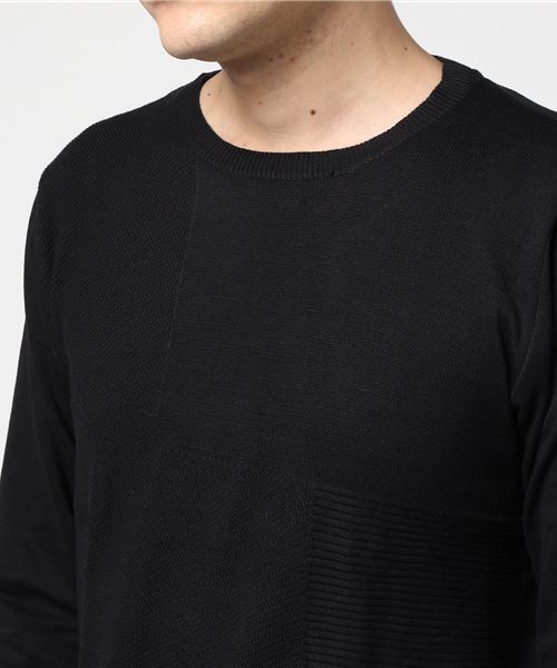 STYLEBLOCK（スタイルブロック）の「ミニ裏毛前身頃編み変えニット切り替えカットソー（Tシャツ/カットソー・メンズ・ブラック/ホワイト/グレー/ネイビー・L/LL/M）」の7枚目の写真