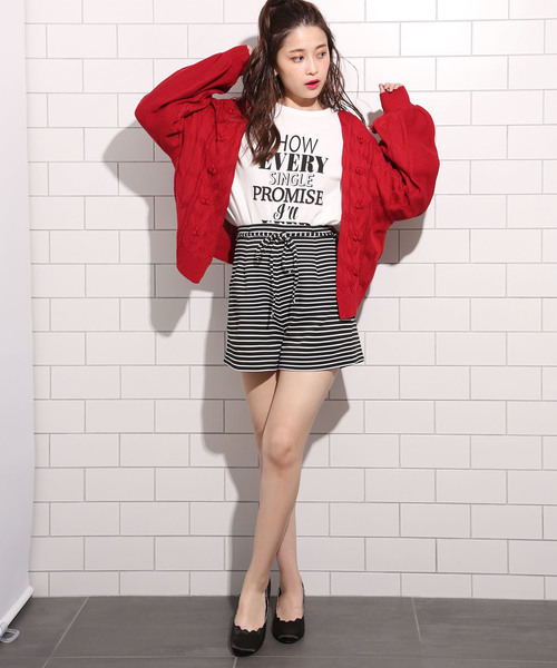 one after another NICE CLAUP(ワンアフターアナザーナイスクラップ)の「ポコポコカーディガン(カーディガン/ボレロ・レディース・オフホワイト/ブラック/レッド/ライトグレー・FREE)」の8枚目の写真