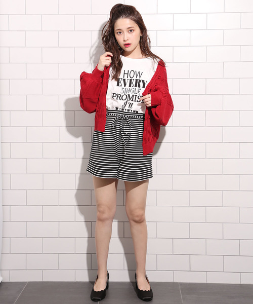 one after another NICE CLAUP(ワンアフターアナザーナイスクラップ)の「ポコポコカーディガン(カーディガン/ボレロ・レディース・オフホワイト/ブラック/レッド/ライトグレー・FREE)」の10枚目の写真