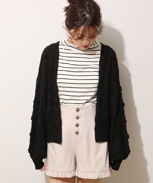 one after another NICE CLAUP(ワンアフターアナザーナイスクラップ)の「ポコポコカーディガン(カーディガン/ボレロ・レディース・オフホワイト/ブラック/レッド/ライトグレー・FREE)」の11枚目の写真