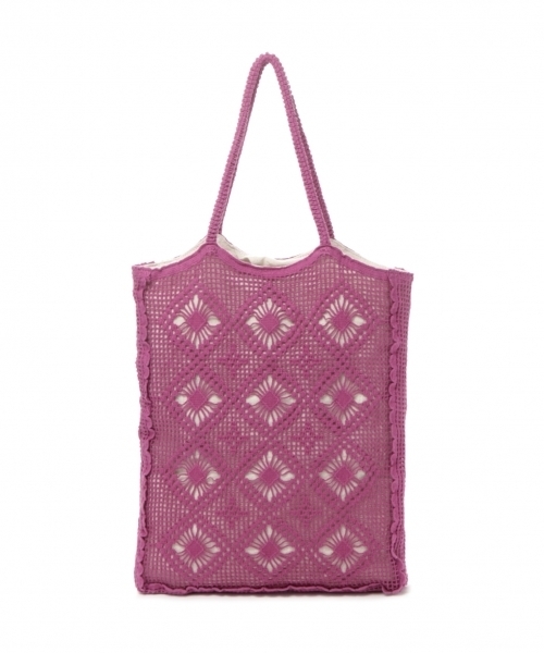 studio CLIP（スタディオクリップ）の「お花編みカラーバッグ（トートバッグ・レディース・ブラック/レッド/オフホワイト/イエロー/パープル/グリーン・FREE）」の5枚目の写真